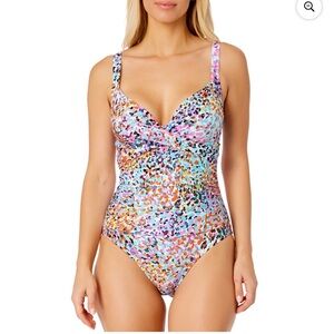 Anne Cole Sunset Dot Underwire Surplice One Piece Swimsuit